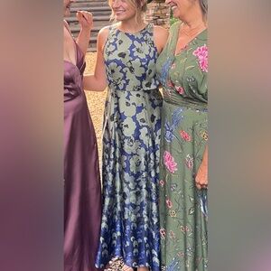 Banana Republic Silk Blue and Green Maxi Dress